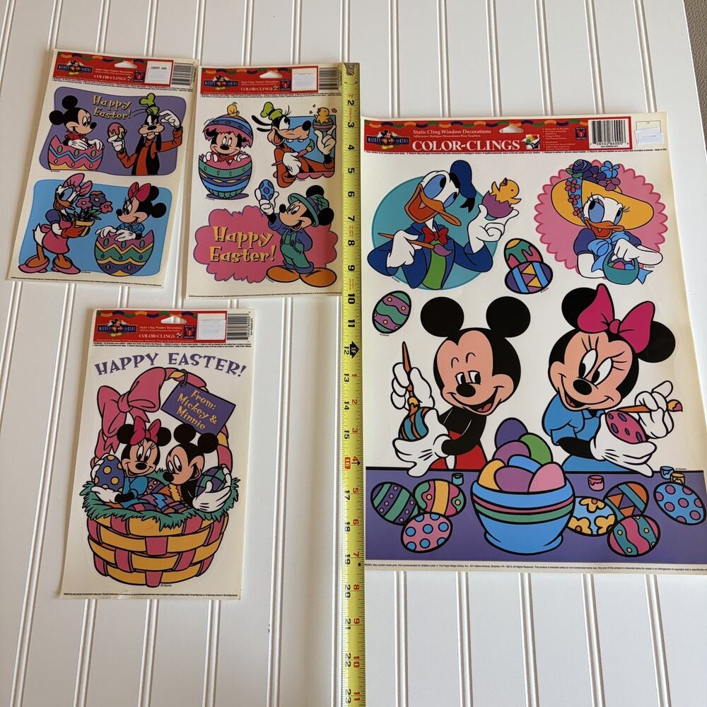 Disney Window Cling Easter Spring 4 Sheets Mickey Minnie Goofy Vintage New